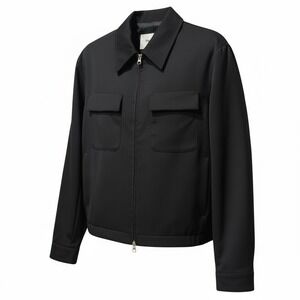 RARE TONYWACK Black‎ Wool Double Zip Utility Jacket Flap Chest Pockets XL